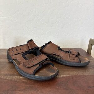 ROHDE Brown leather Women's Slide Sandals with Adjustable Straps. 40 US 9-9.5